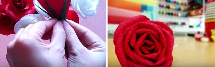 Cách làm hoa hồng ghép cánh bằng giấy nhún bền đẹp -b7